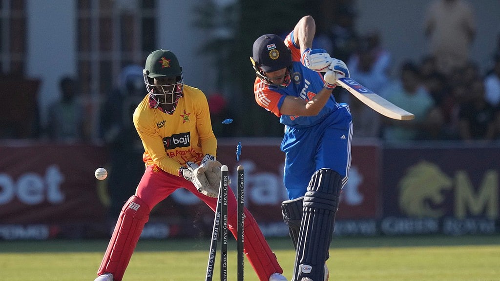 Sikandar Raza (not in frame) clean bowls Shubman Gill during the India vs Zimbabwe, 1st T20I in Harare on Saturday (July 6, 2024). - AP/Tsvangirayi Muikwazhi